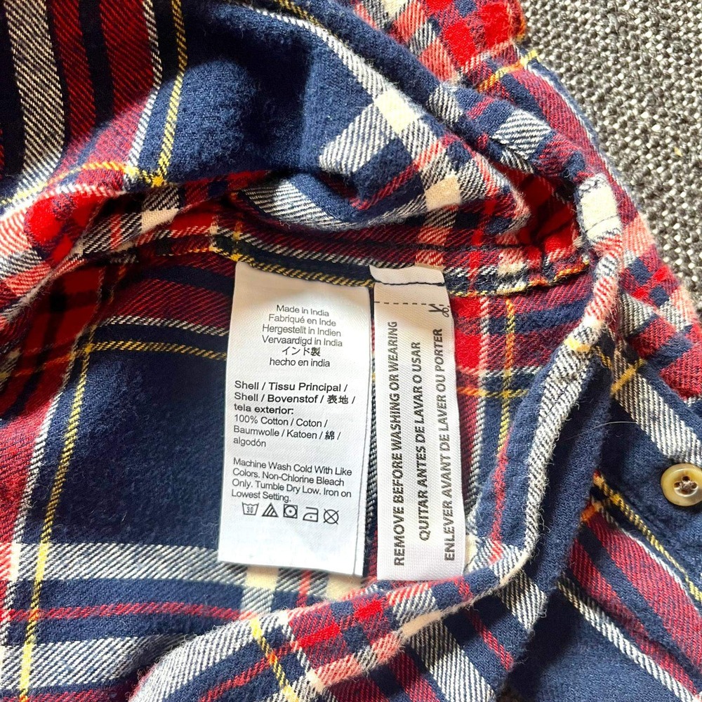Crewcuts J. Crew Kids Plaid Flannel Button Down Shirt Navy Red Size 14‎ Classic - Picture 4 of 6
